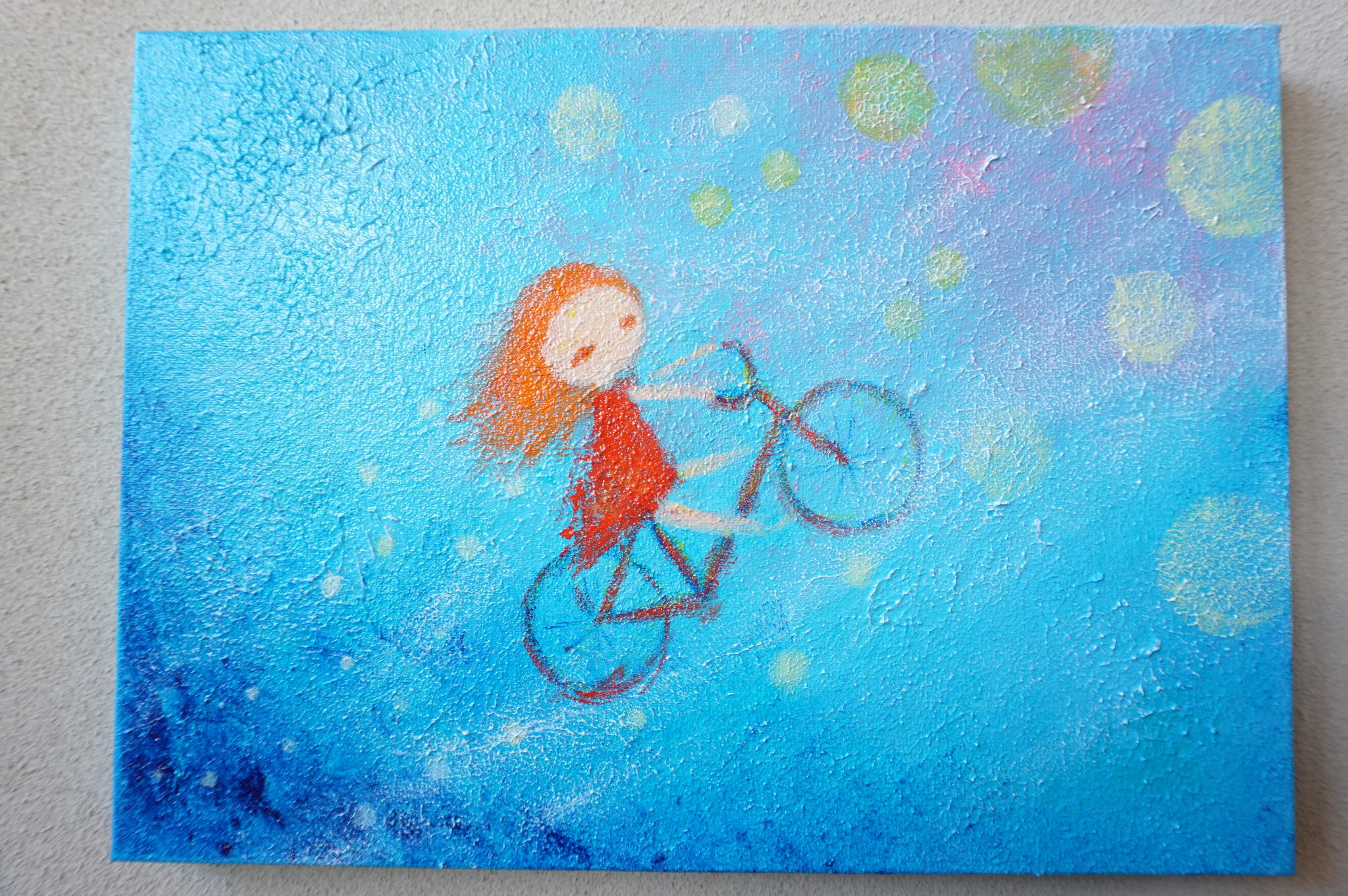 【リンリンリン】＃原画＃イラスト＃癒し＃女の子＃自転車＃幸せ＃あたたかい